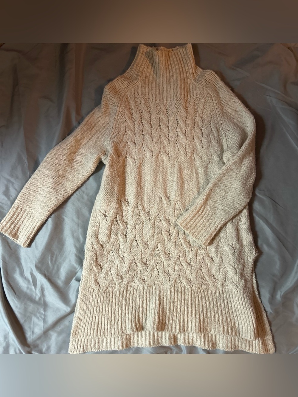 “Free people for the love of cables” oversized turtleneck sweater dress